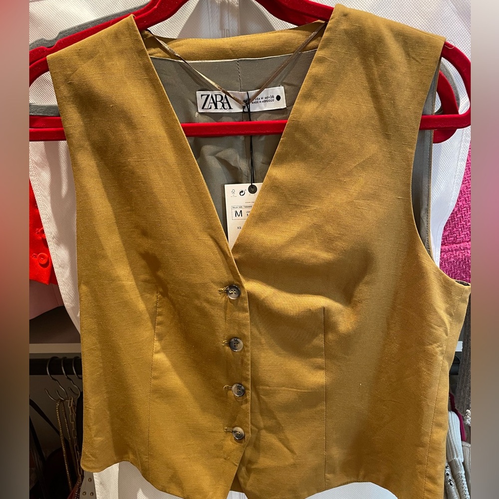 Zara Women's Mustard Buttoned Vest Top
